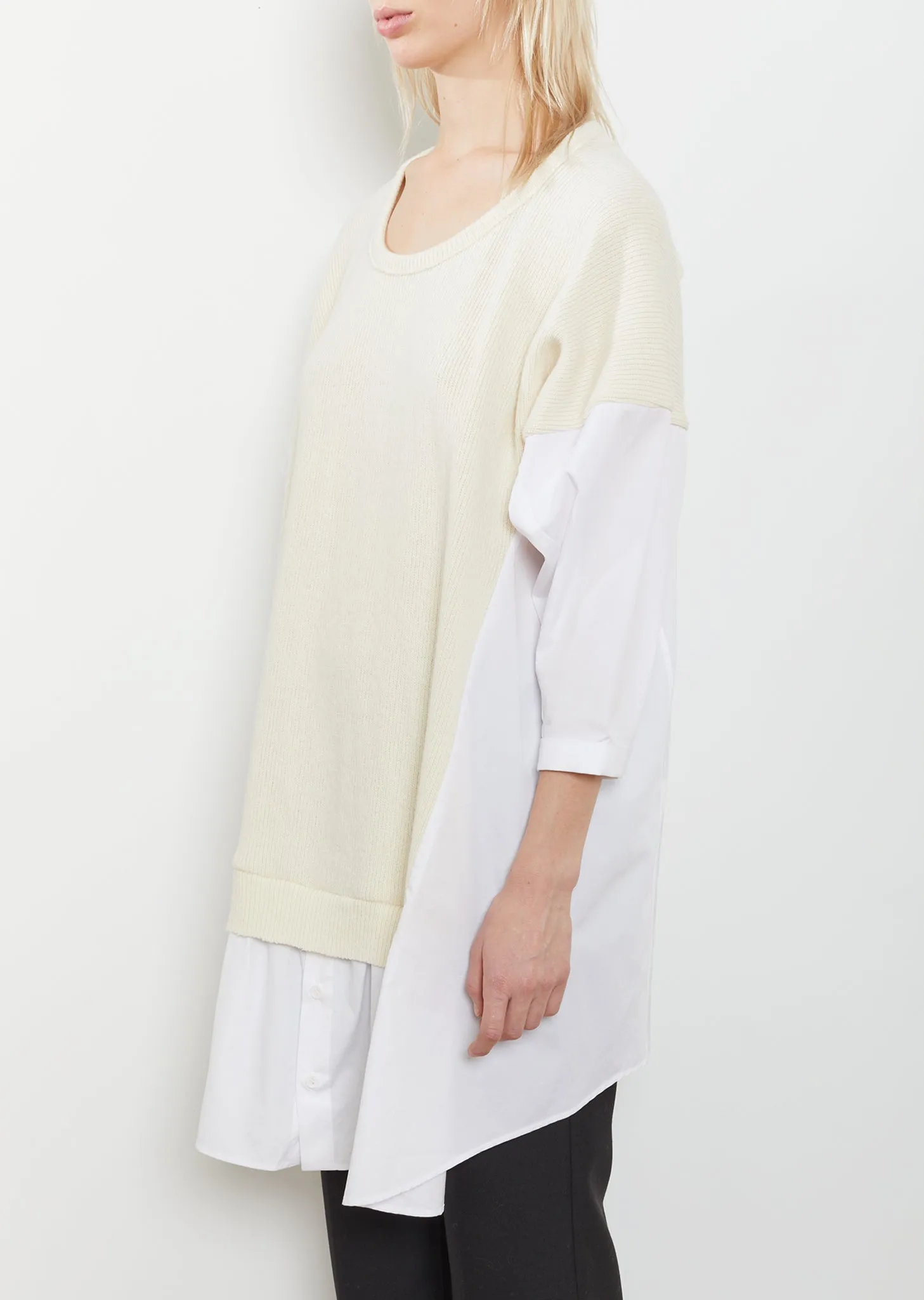 Knit Panel Oversized Shirt