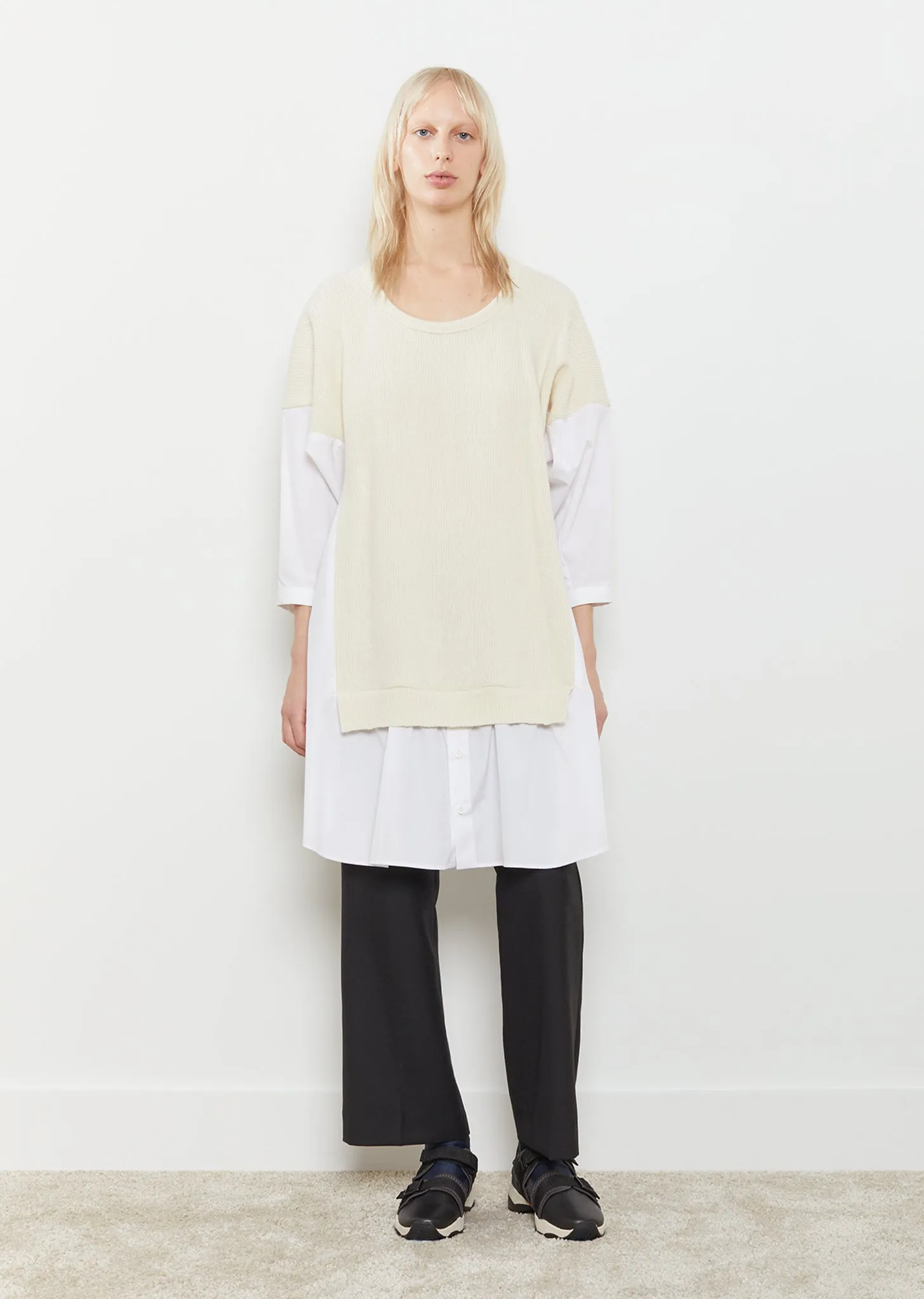 Knit Panel Oversized Shirt
