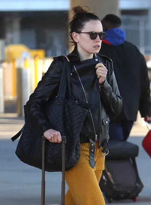 Leather Jacket worn by Daisy Ridley