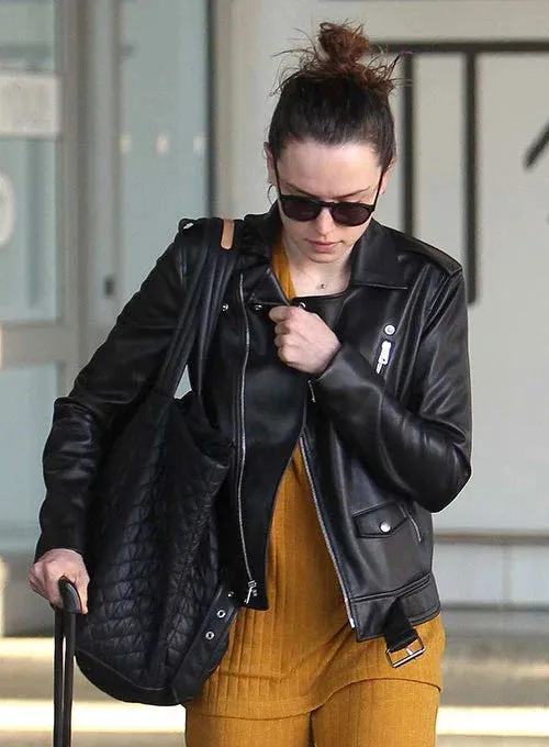 Leather Jacket worn by Daisy Ridley