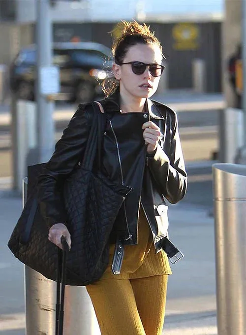 Leather Jacket worn by Daisy Ridley