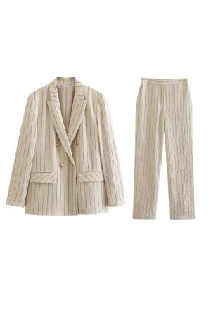 'Lillian' Pinstriped Double-Breasted Suit Jacket & Pants (Sold Separately)
