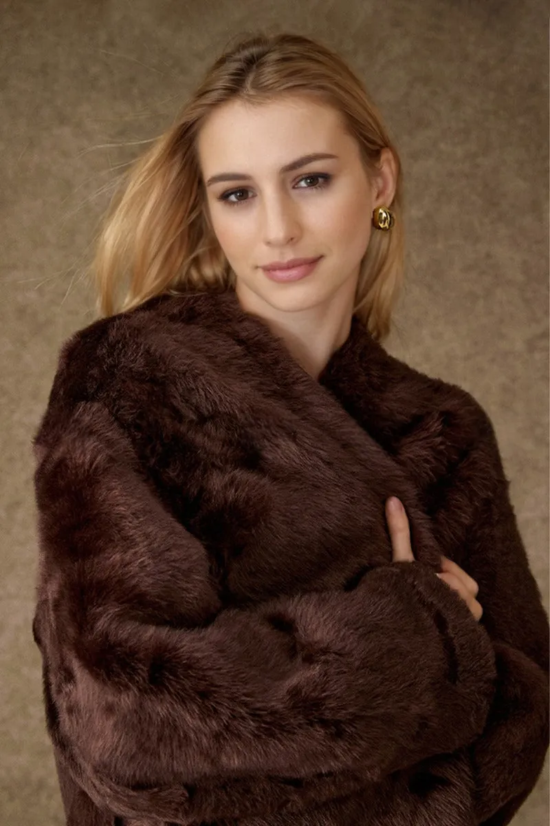 Luxe V-Neck Spain Lacon Sheepskin Shearling Coat