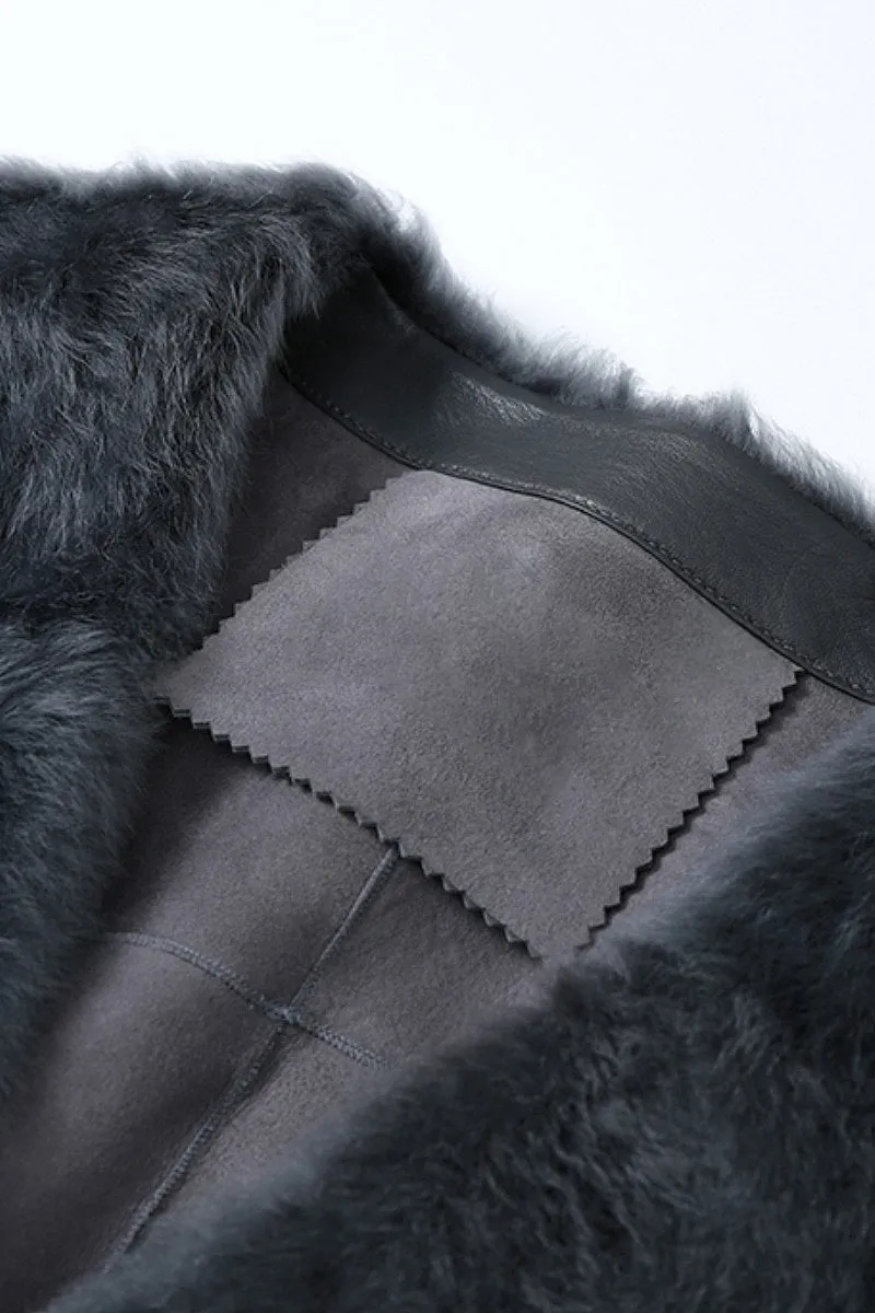Luxe V-Neck Spain Lacon Sheepskin Shearling Coat