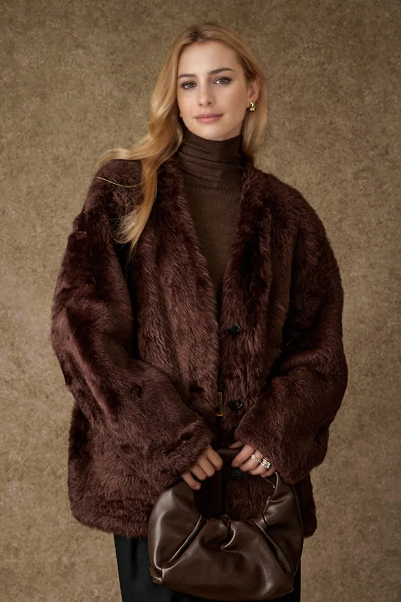 Luxe V-Neck Spain Lacon Sheepskin Shearling Coat