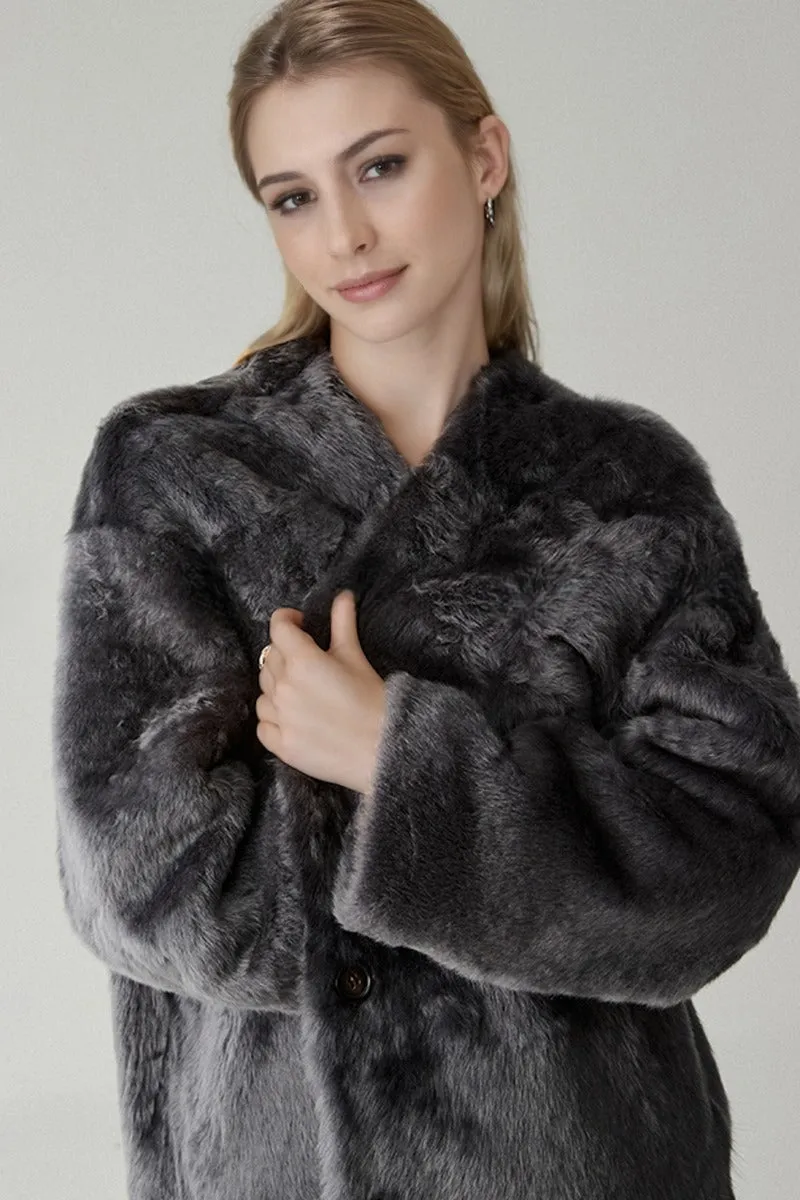Luxe V-Neck Spain Lacon Sheepskin Shearling Coat