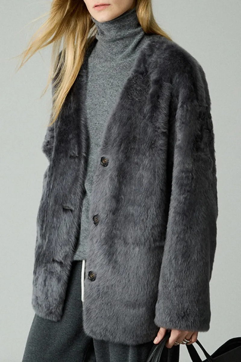 Luxe V-Neck Spain Lacon Sheepskin Shearling Coat