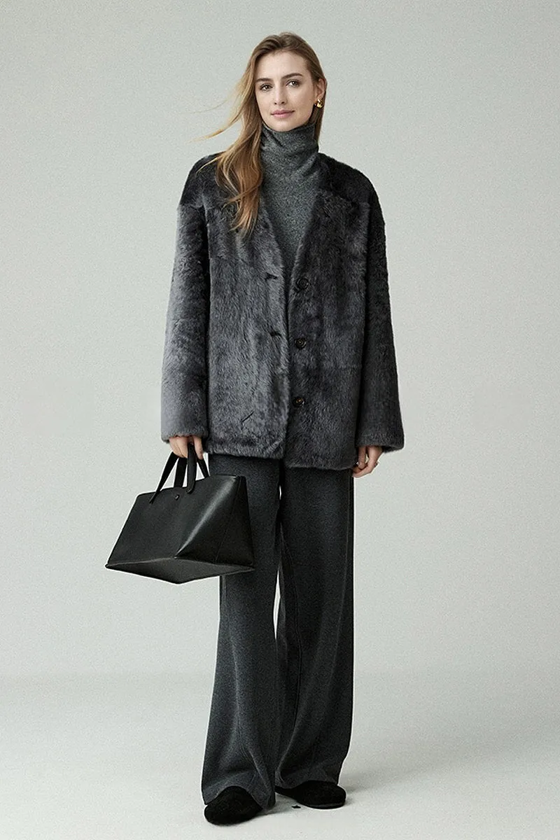 Luxe V-Neck Spain Lacon Sheepskin Shearling Coat