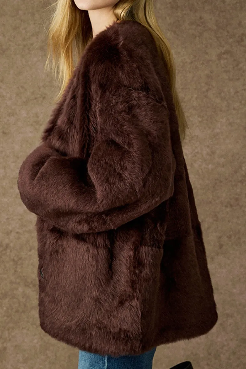 Luxe V-Neck Spain Lacon Sheepskin Shearling Coat