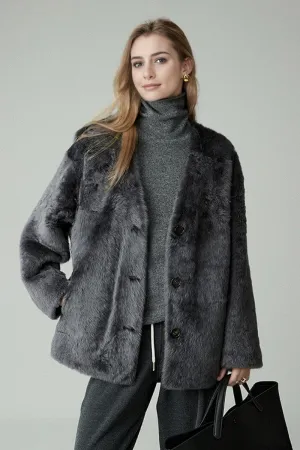 Luxe V-Neck Spain Lacon Sheepskin Shearling Coat