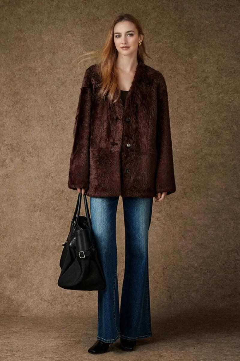 Luxe V-Neck Spain Lacon Sheepskin Shearling Coat
