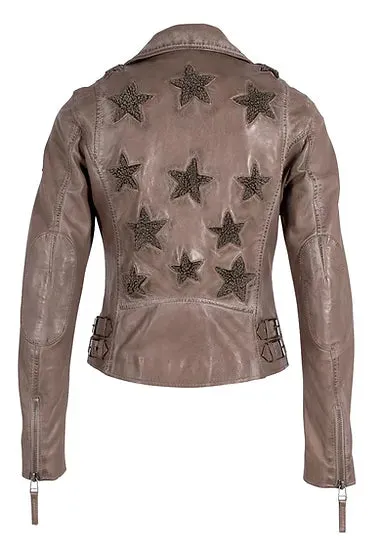 Mauritius Christy Cozy Taupe Leather Jacket