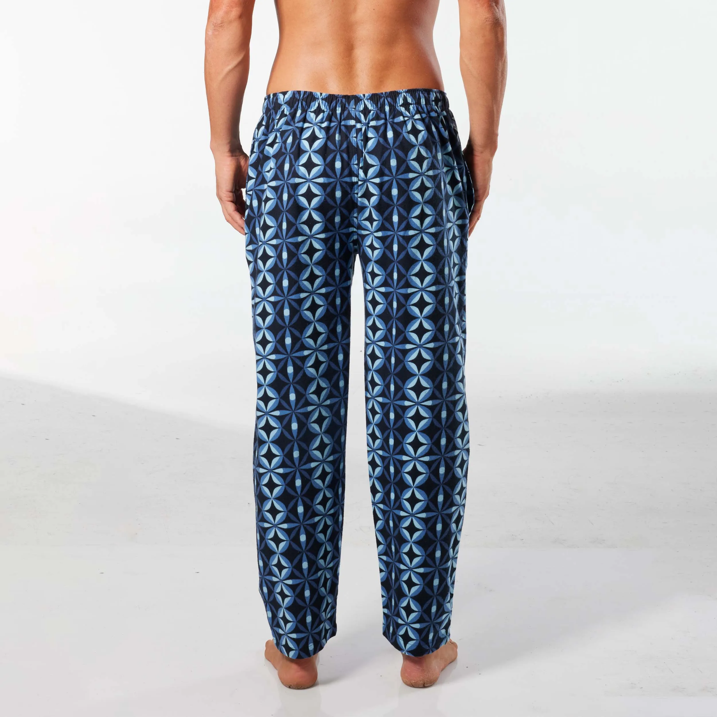 Men's Circle Geo Cotton Flannel Sleep Pant - Navy