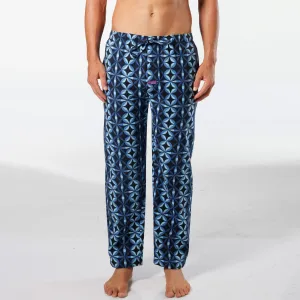 Men's Circle Geo Cotton Flannel Sleep Pant - Navy