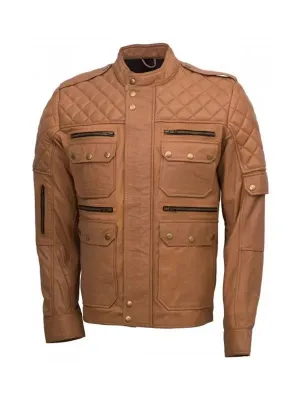 Men’s Quilted Style Tan Sheepskin Jacket
