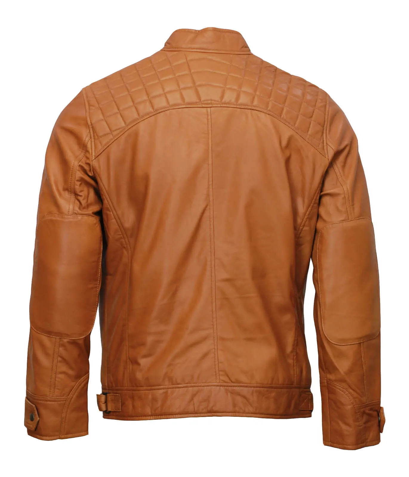 Men’s Tan Moto Biker Leather Jacket