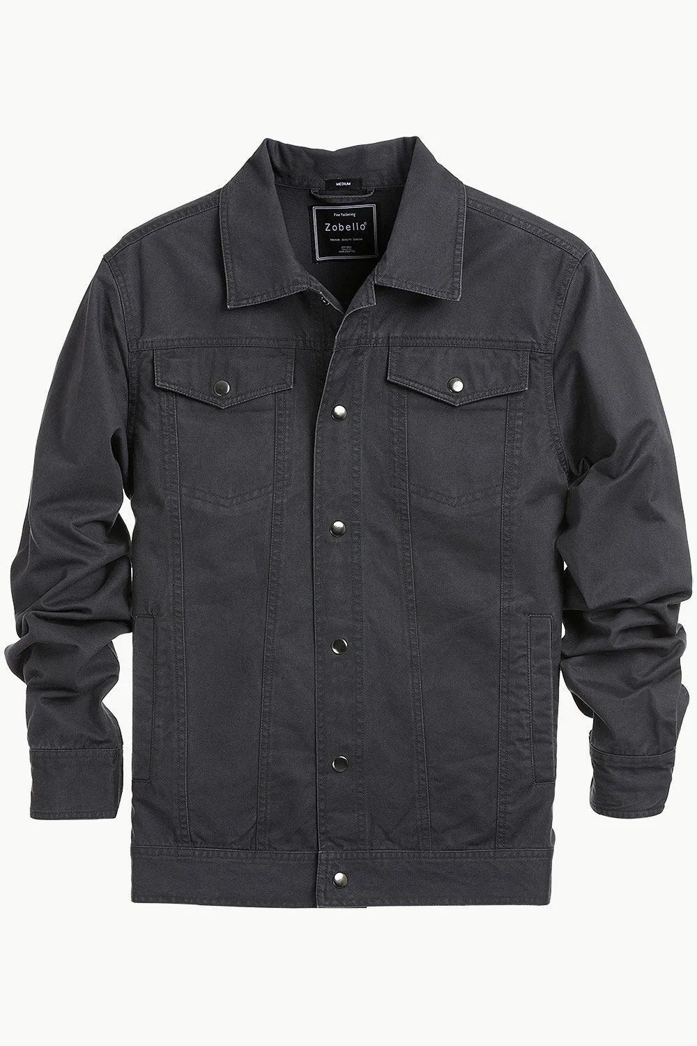 Men's Umber Brown Snap Button Closure Twill Jacket