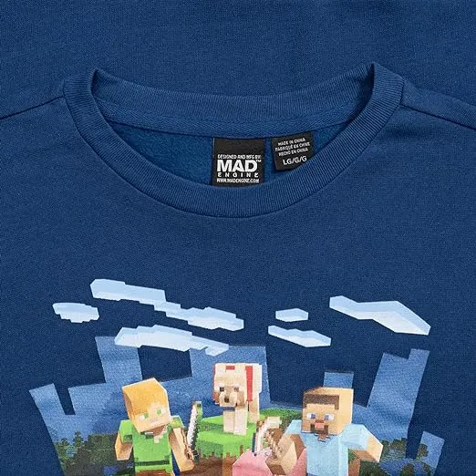 Minecraft Action Scene Boys Navy Long Sleeve Sweatshirt