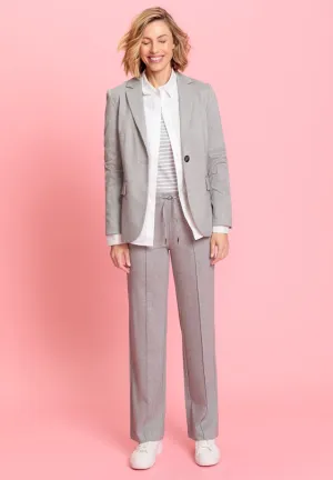 OLSEN<BR>
Anna Fit Wide Leg Herringbone Pants<BR>
Grey<BR>