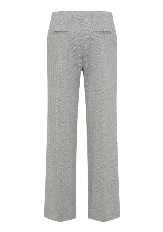 OLSEN<BR>
Anna Fit Wide Leg Herringbone Pants<BR>
Grey<BR>