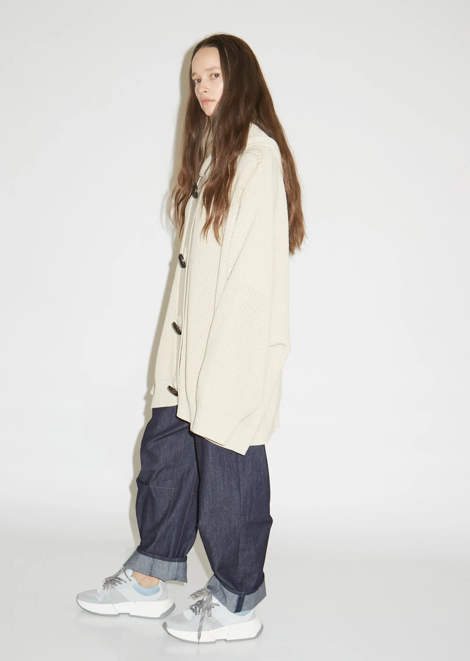 Oversized Ribbed Cotton Cardigan