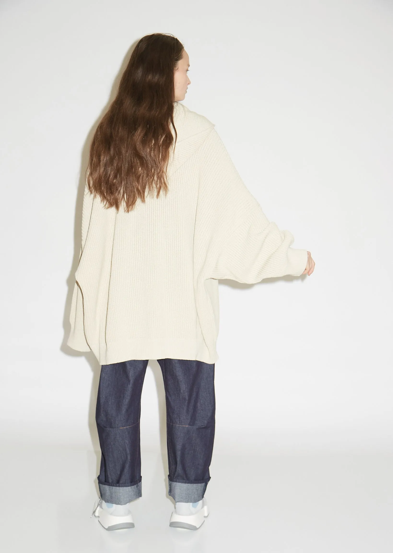 Oversized Ribbed Cotton Cardigan