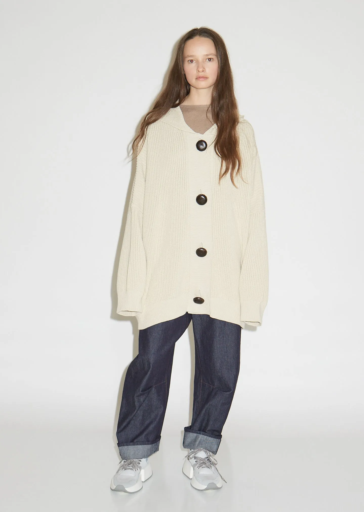 Oversized Ribbed Cotton Cardigan