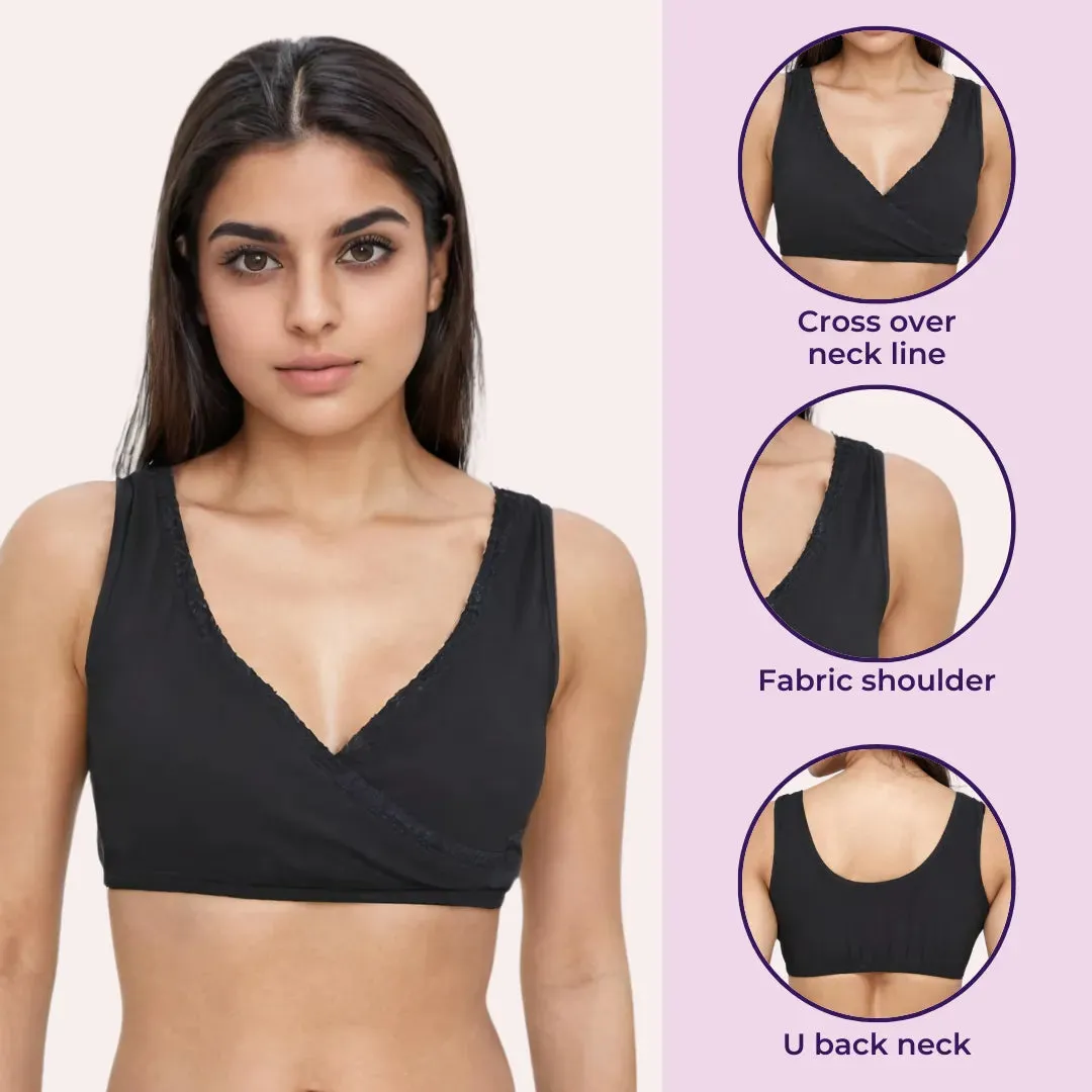 Plunge Bra | Cross Over Neckline | Non Padded Bra | U Back