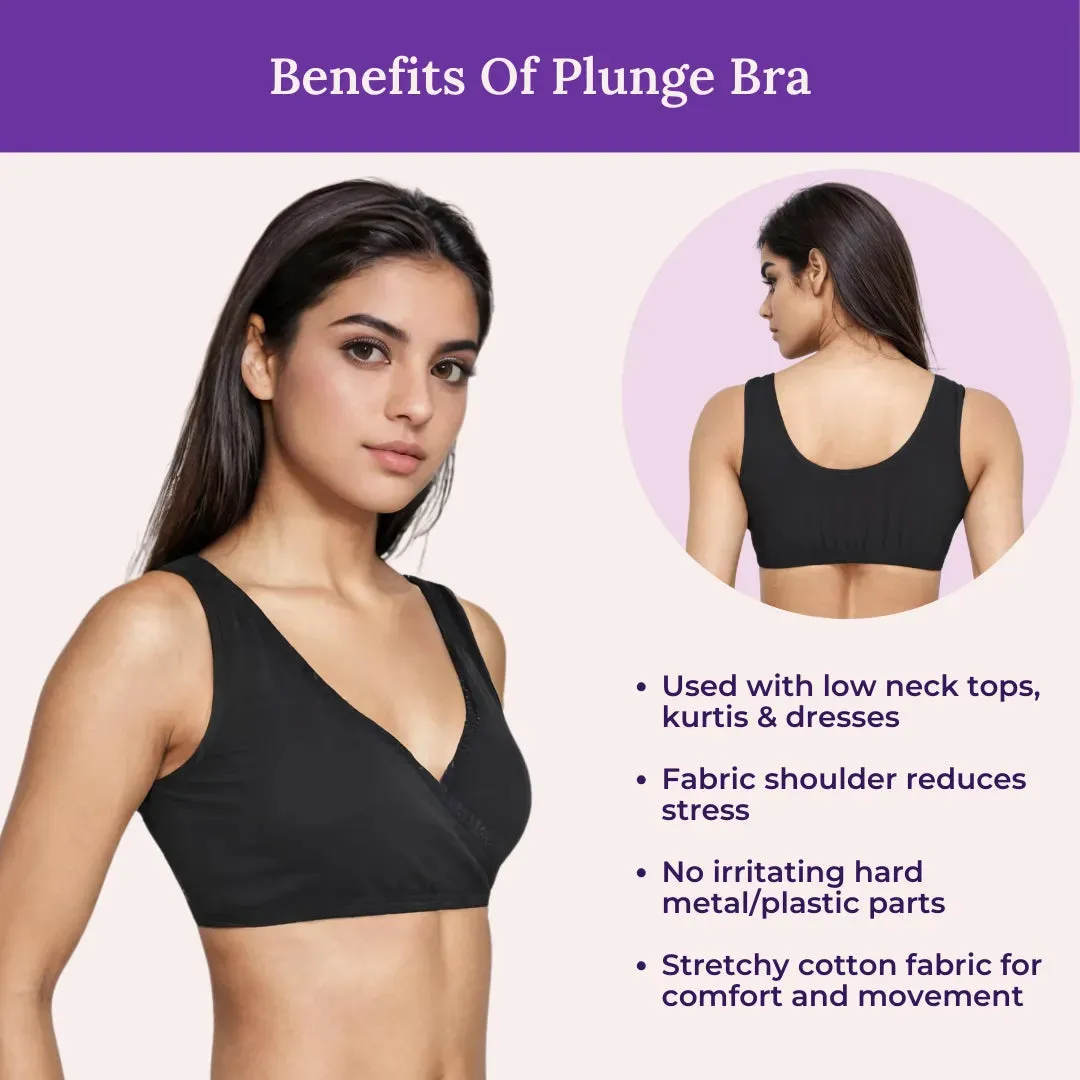 Plunge Bra | Cross Over Neckline | Non Padded Bra | U Back