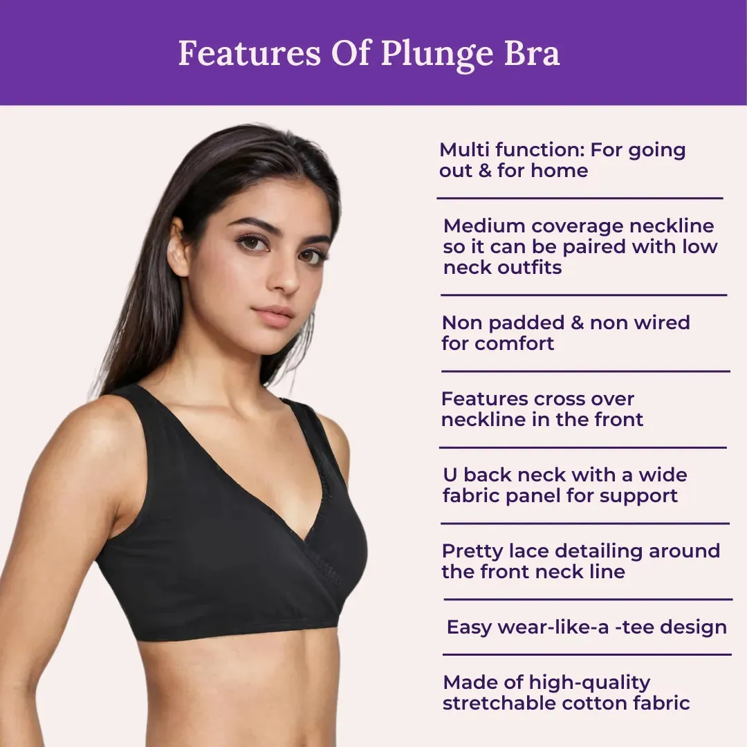 Plunge Bra | Cross Over Neckline | Non Padded Bra | U Back