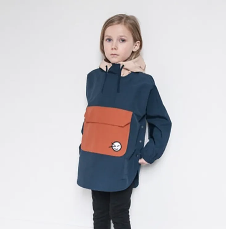 Poncho Navy Pink Rust