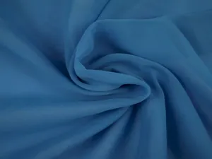 Precut of 1.5 Meter Blue Plain Chinon Chiffon Fabric