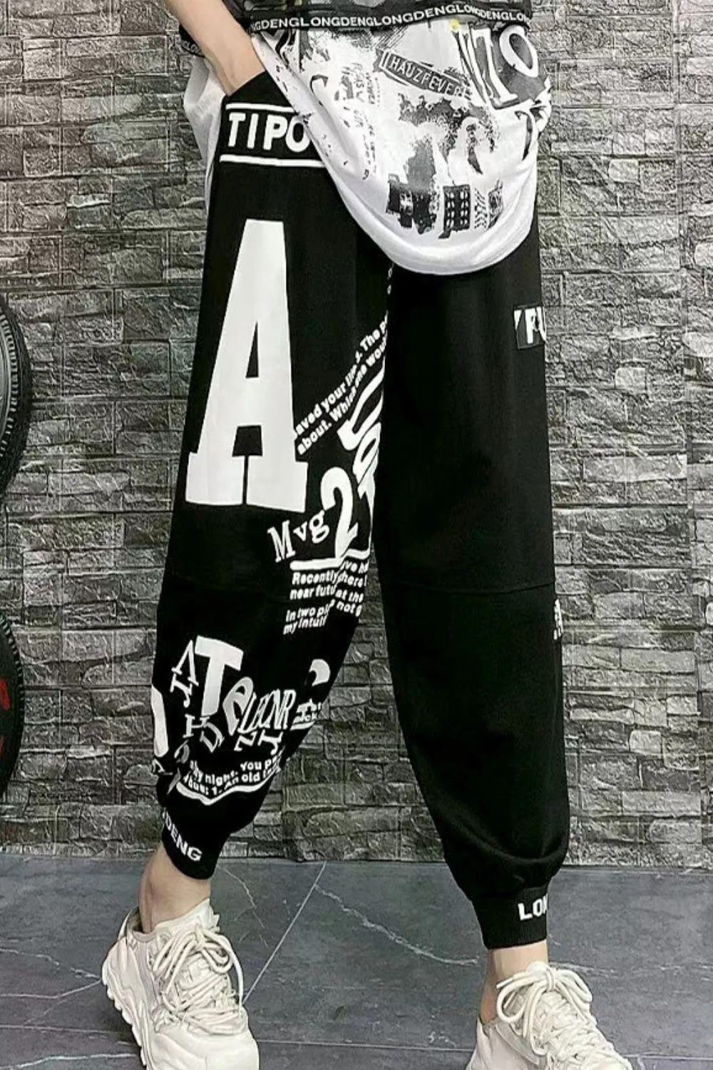 Printed Seam Detail Harem Pants with Pockets