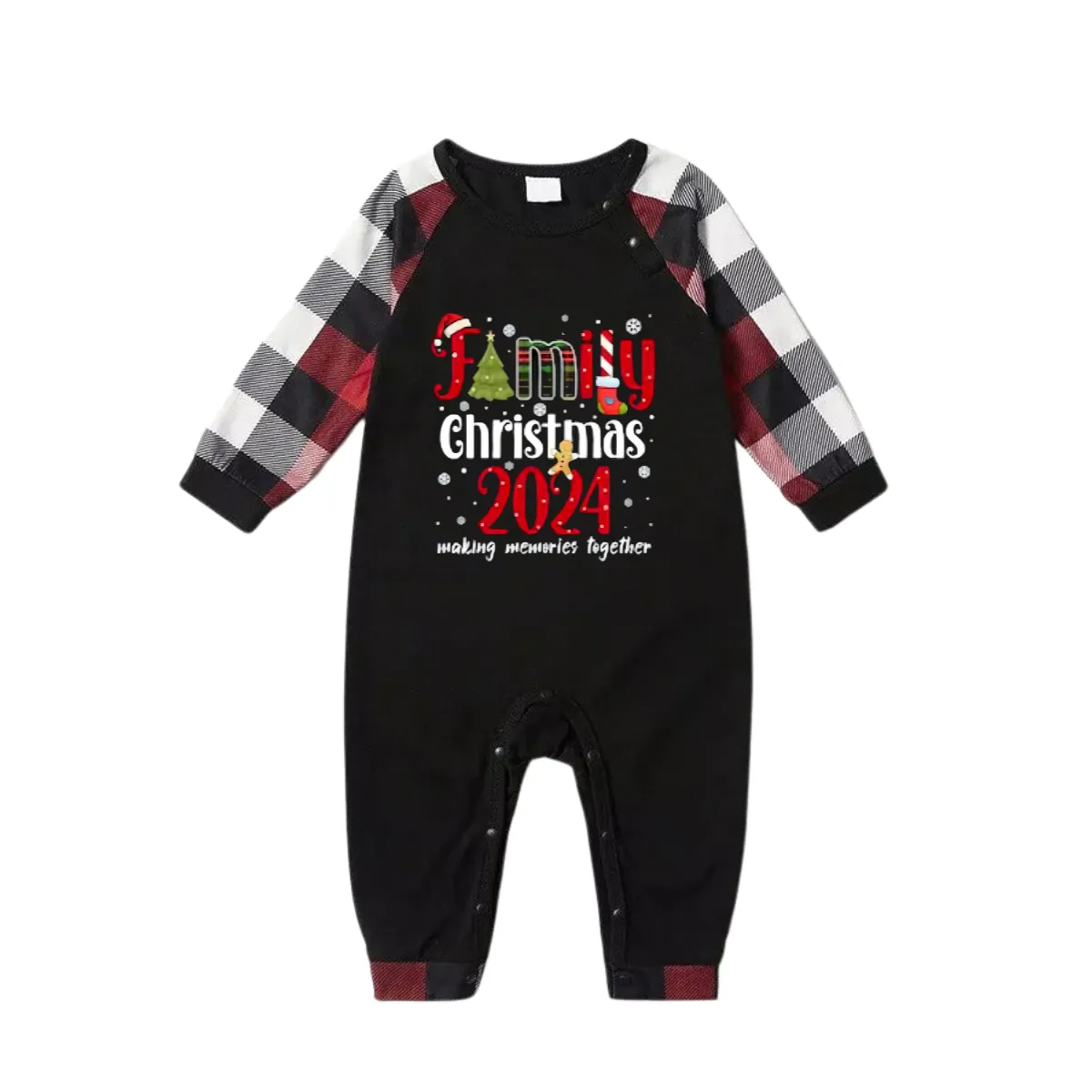 "Family Christmas 2024 Making Memories Together" Pattern Ⅲ- Red&Black&White Plaid  Matching Pajamas