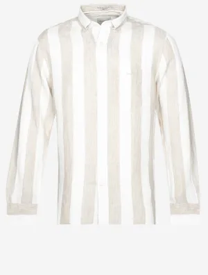 Regular Bold Stripe Linen Shirt Concrete Beige