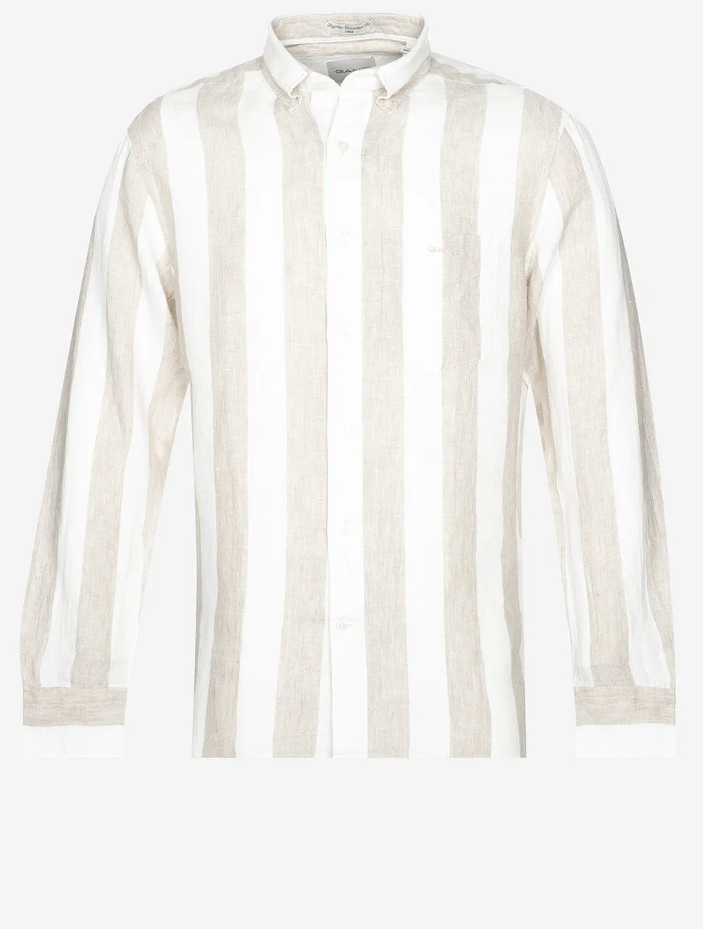 Regular Bold Stripe Linen Shirt Concrete Beige