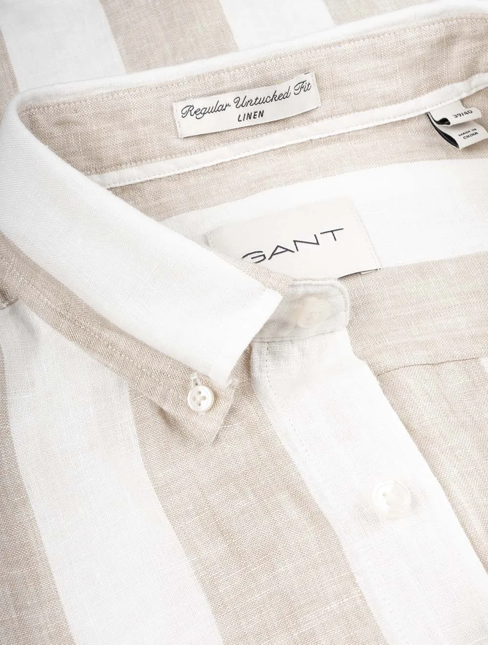 Regular Bold Stripe Linen Shirt Concrete Beige