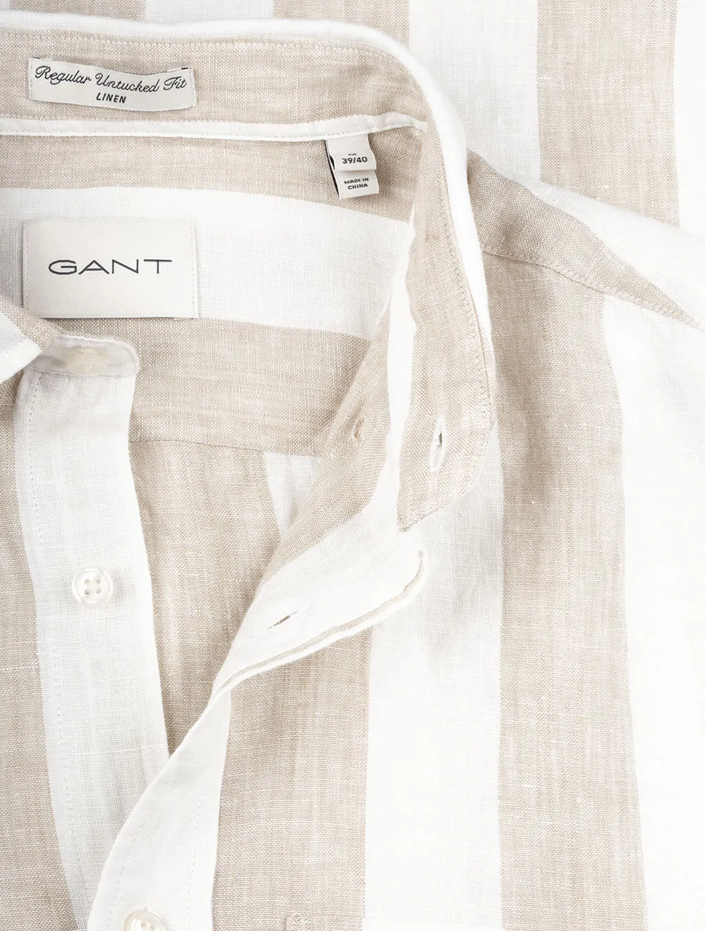Regular Bold Stripe Linen Shirt Concrete Beige