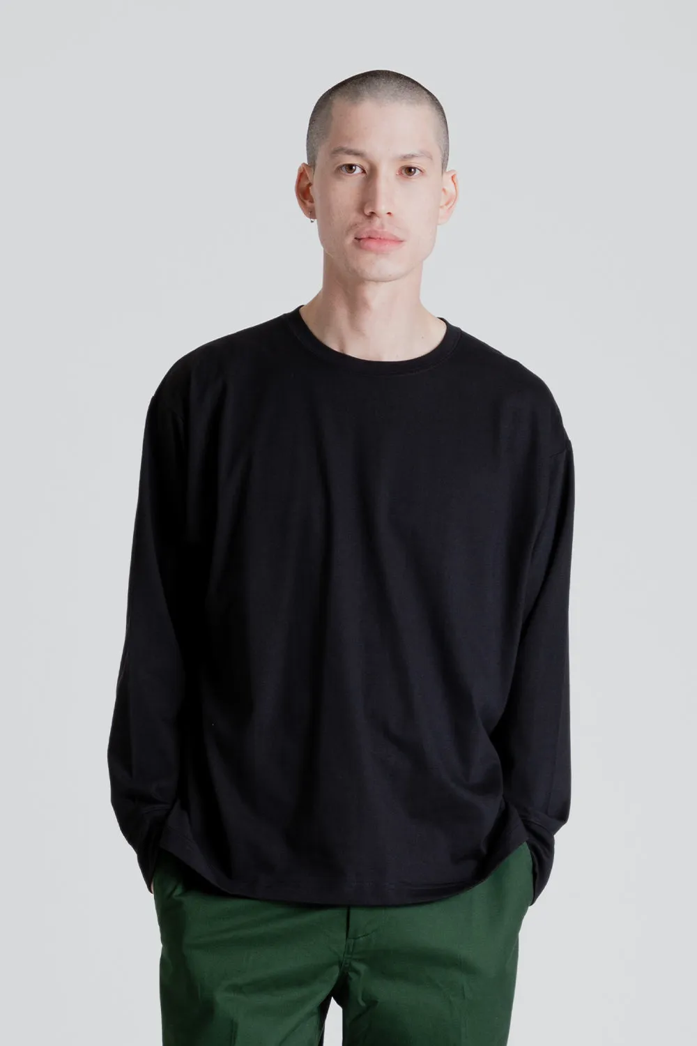 Relaxed Fit LS-Shirt - Black