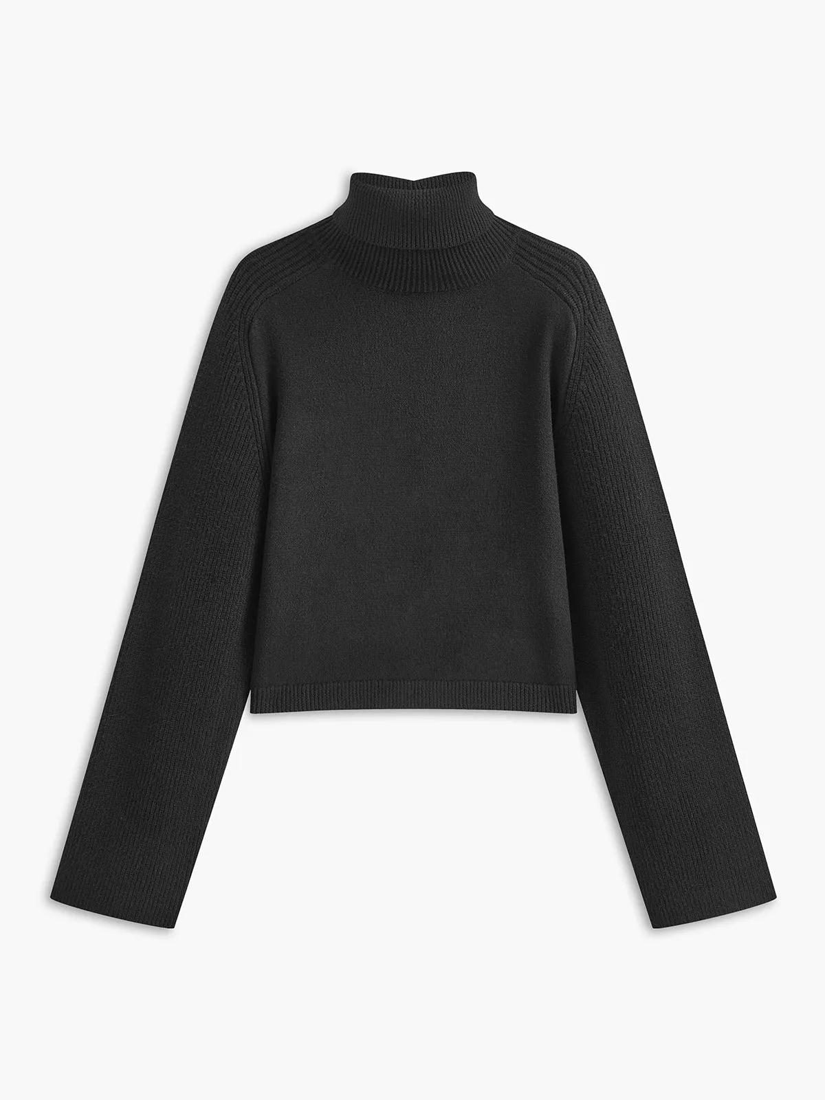 Ribbed Turtleneck Short Sweater