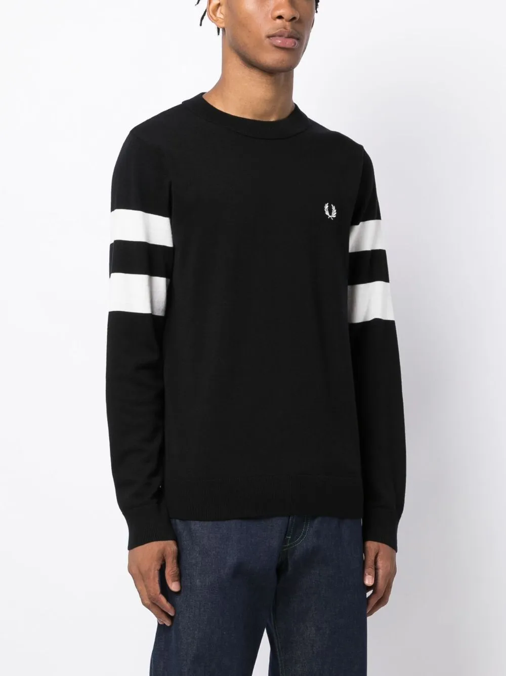 Ringer-embroidered cotton sweatshirt