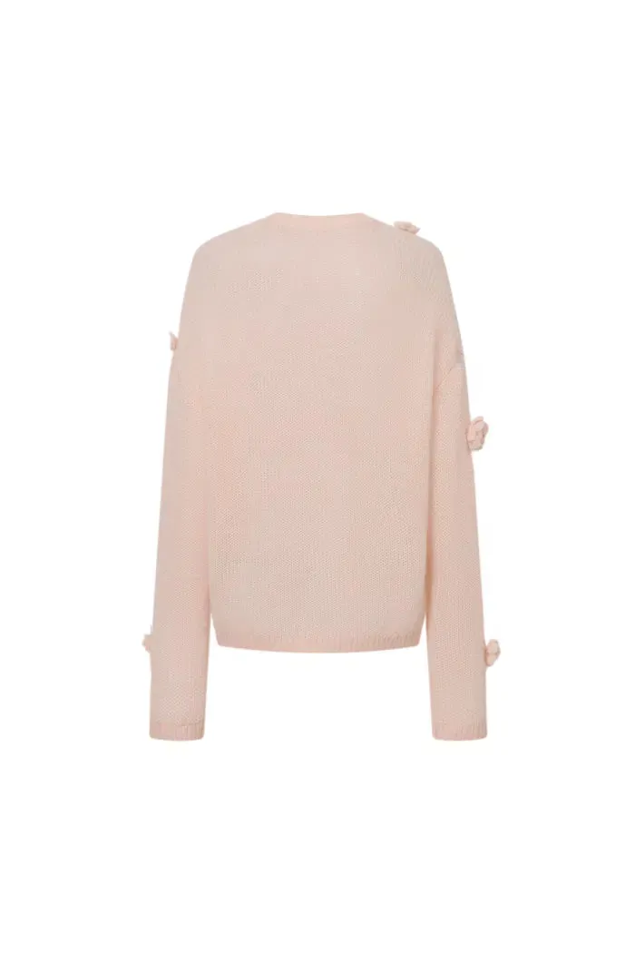 Sally Pink Handcrafted Sweater in Angora Mohair Knit