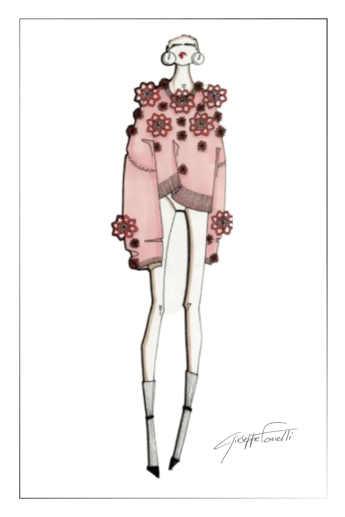 Sally Pink Handcrafted Sweater in Angora Mohair Knit