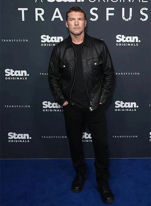 SAM WORTHINGTON BLACK LEATHER JACKET