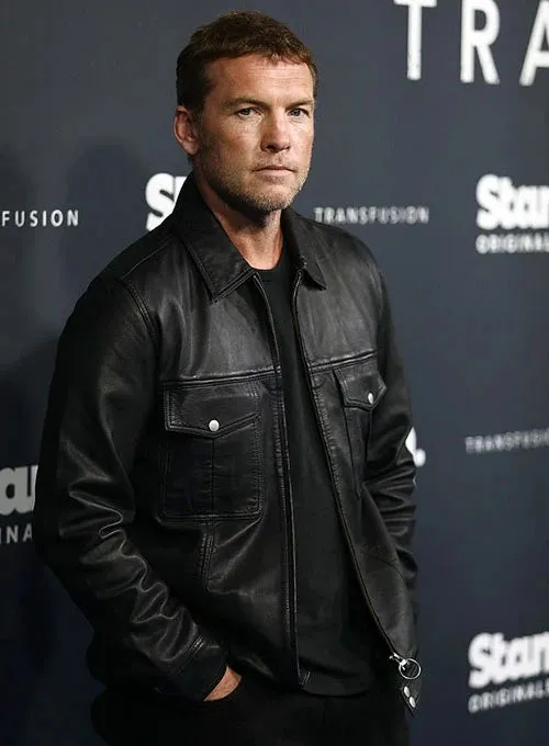 SAM WORTHINGTON BLACK LEATHER JACKET
