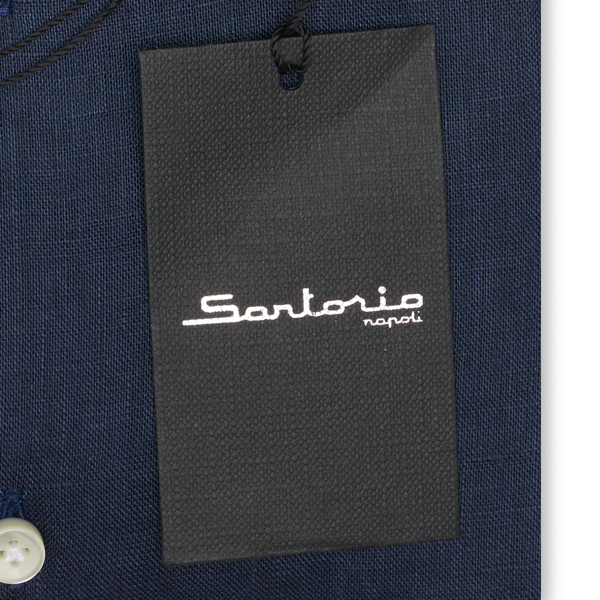 SARTORIO Napoli by KITON Indigo Blue Linen Button-Down Casual Shirt EU 40 NEW US 15.75