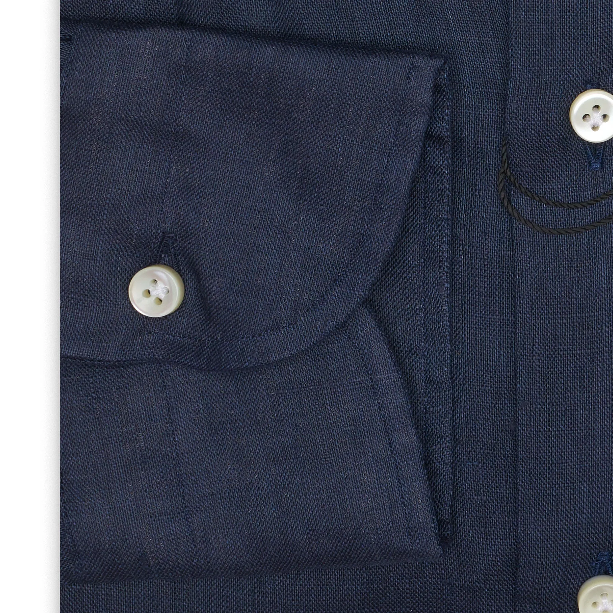 SARTORIO Napoli by KITON Indigo Blue Linen Button-Down Casual Shirt EU 40 NEW US 15.75