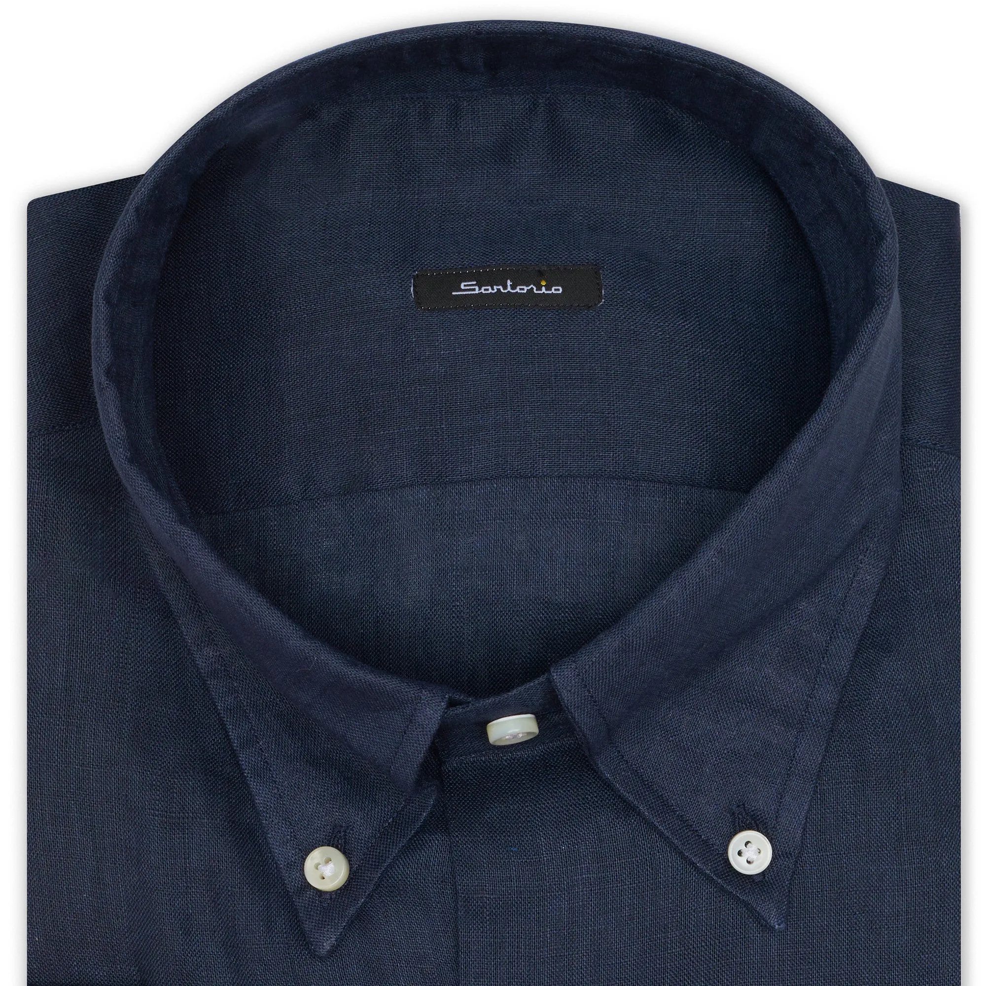 SARTORIO Napoli by KITON Indigo Blue Linen Button-Down Casual Shirt EU 40 NEW US 15.75