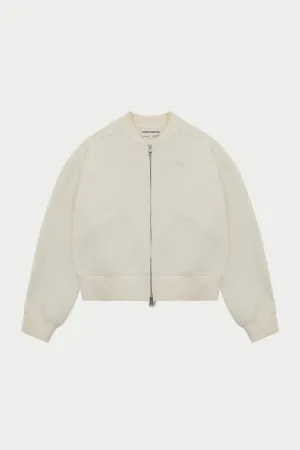 SEAM DETAIL OVERSIZED ZIP THROUGH BOMBER - OFF WHITE