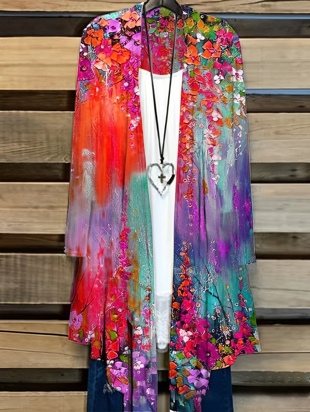 Shady | Women's casual cardigan with color oil painting